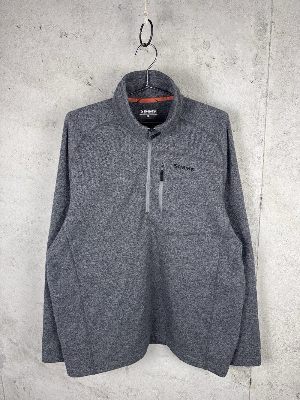 Simms Fishing Gray Quarter Zip Pullover Sweatshirt Mens Size XL